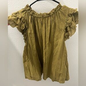 Olive Green Flutter Sleeve Top